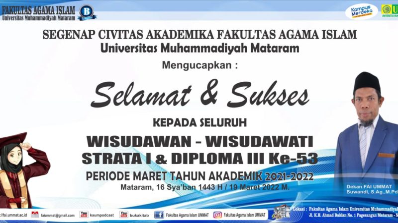 Wisuda Sarjana S1 & Diploma III Ke-53 Universitas Muhammadiyah Mataram