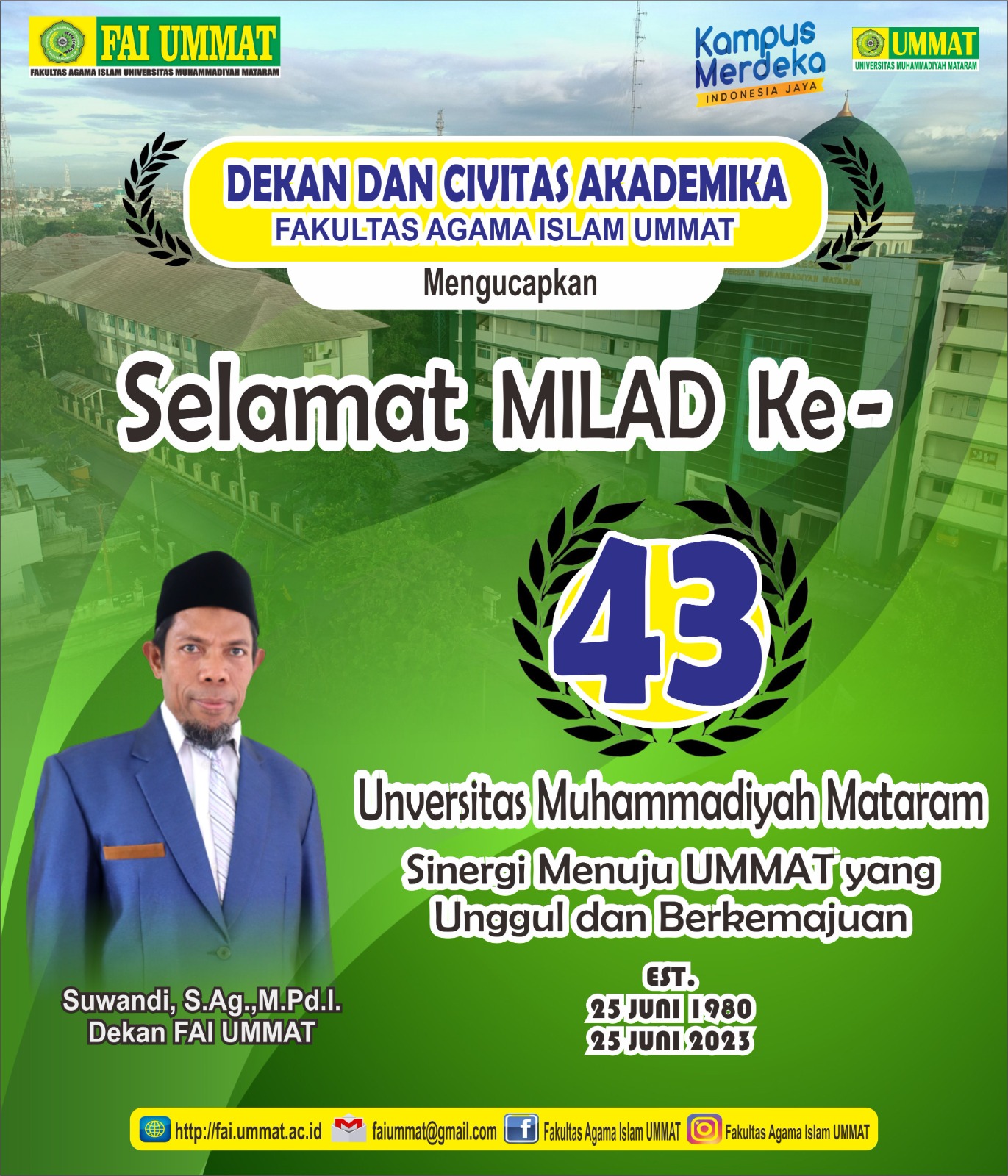 Selamat Milad ke-43 UMMAT (25 Juni 1980-25 Juni 2023)