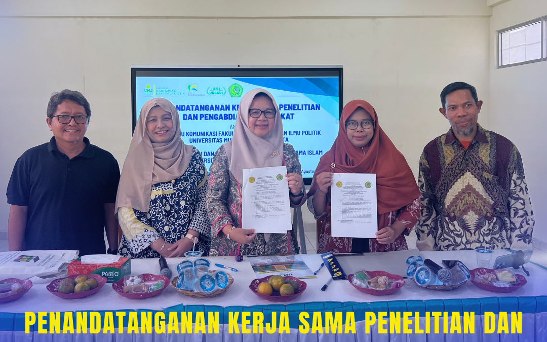 PENANDATANGANAN KERJA SAMA PENELITIAN DAN PENGABDIAN MASYARAKAT ANTARA PRODI ILMU KOMUNIKASI FAKULTAS ILMU SOSIAL DAN ILMU POLITIK UNIVERSITAS MUHAMMADIYAH JAKARTA (UMJ) DENGAN PRODI KOMUNIKASI DAN PENYIARAN ISLAM FAKULTAS AGAMA ISLAM UNIVERSITAS MUHAMMADIYAH MATARAM