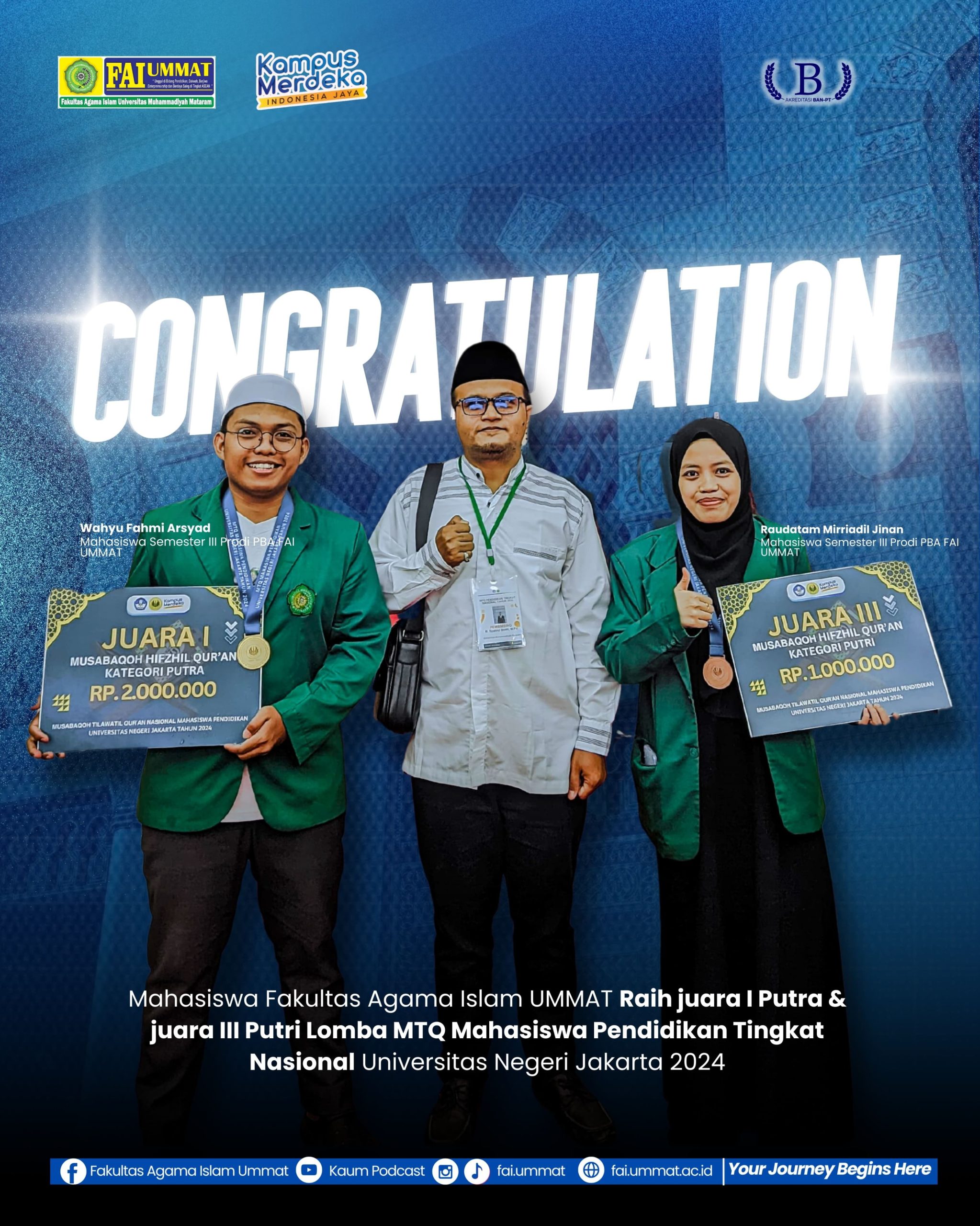 DUA MAHASISWA FAI UMMAT KEMBALI MERAIH JUARA DALAM AJANG MTQ ...